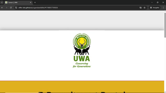 A screenshot of the fake website where the logo has “Conserving for Generations” 