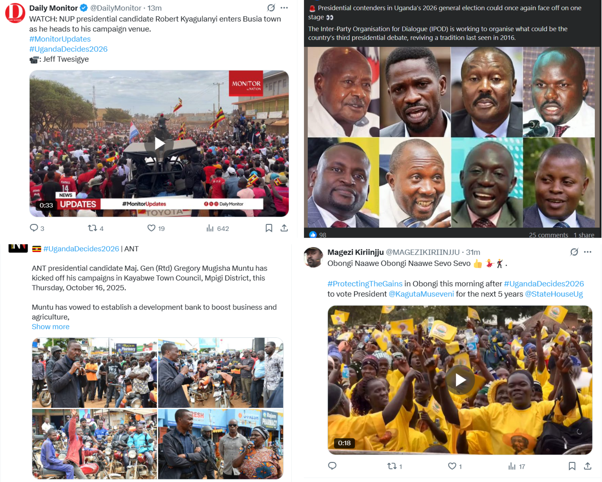 Conversations on social media around the Uganda Presidential elections