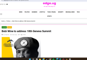Bobi Wine To Adress At The Geneva Summit