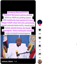 A viral TikTok video contains a Luganda caption claiming the following: