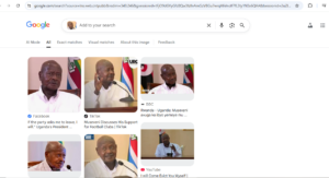 Results from the reverse image search of the screenshot