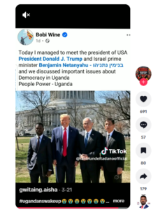 The video displays what appears to be a Facebook post bearing Bobi Wine's verified profile